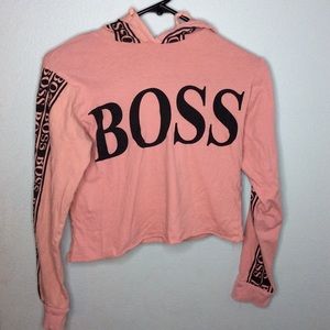 Long Sleeved Pink and Black BOSS Sweatshirt!